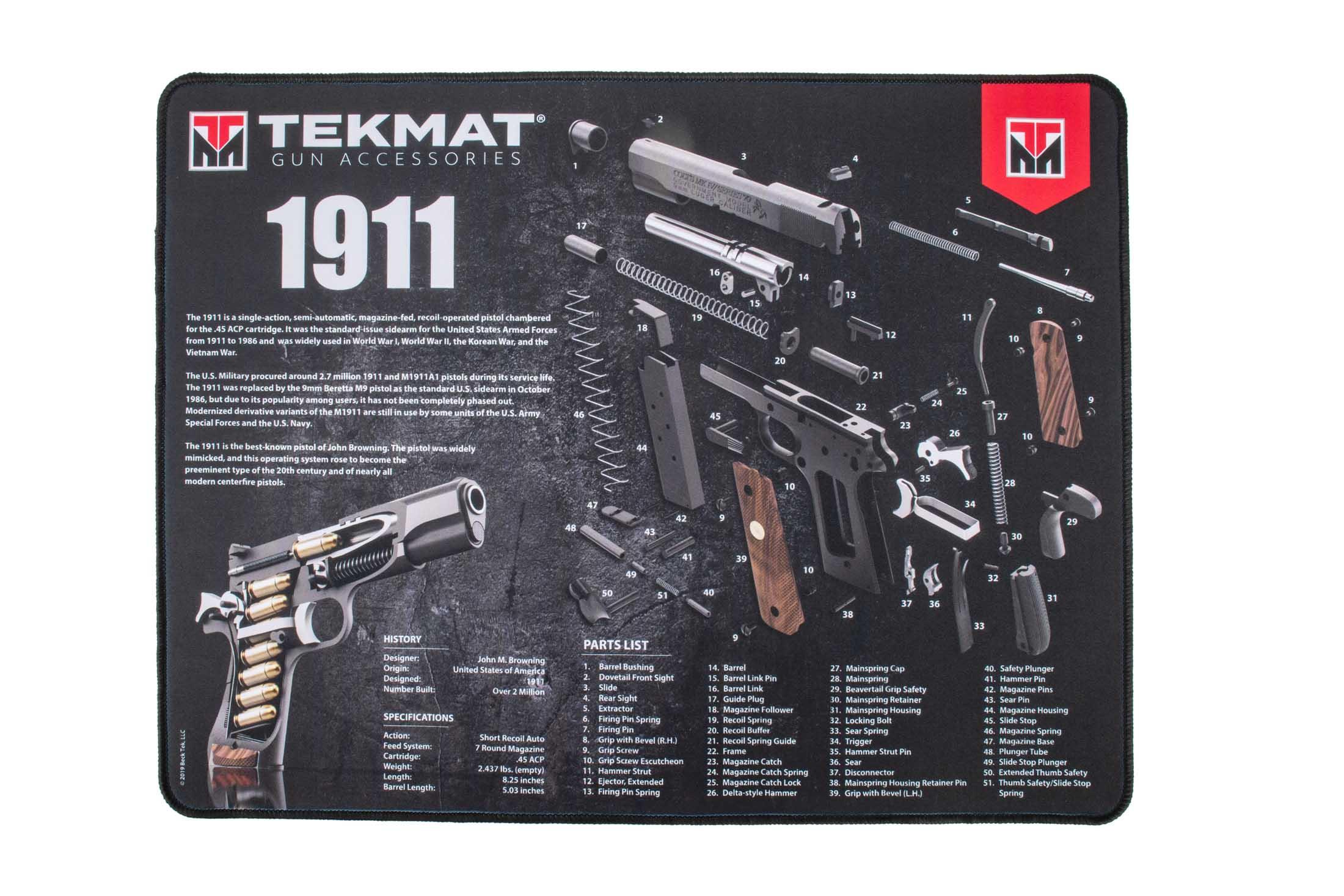 Gunsmith Mat TekMat 1911 Gun Cleaning Mat - 11x17 Inch Protective